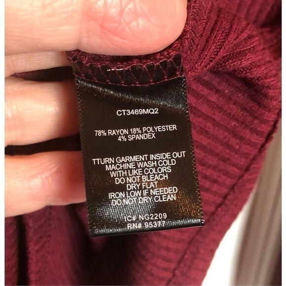 SANCTUARY - 🎉HP🎉NWT - L Sz S “Cozy Nights” Mock Neck Ribbed Top in Dark Cherry - Picture 8 of 14
